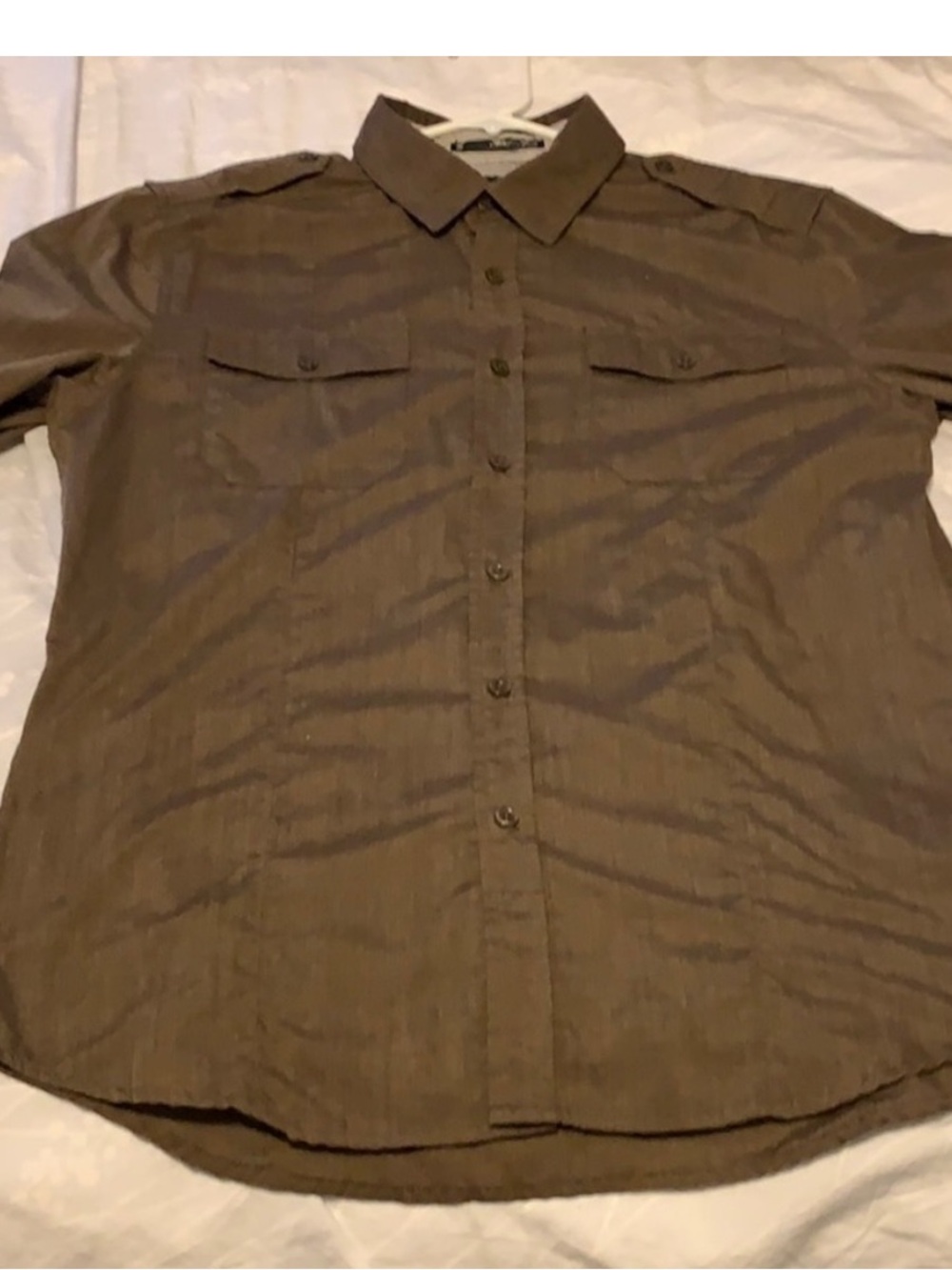 Forever 21 Men's Olive Brown Button-Down Shirt